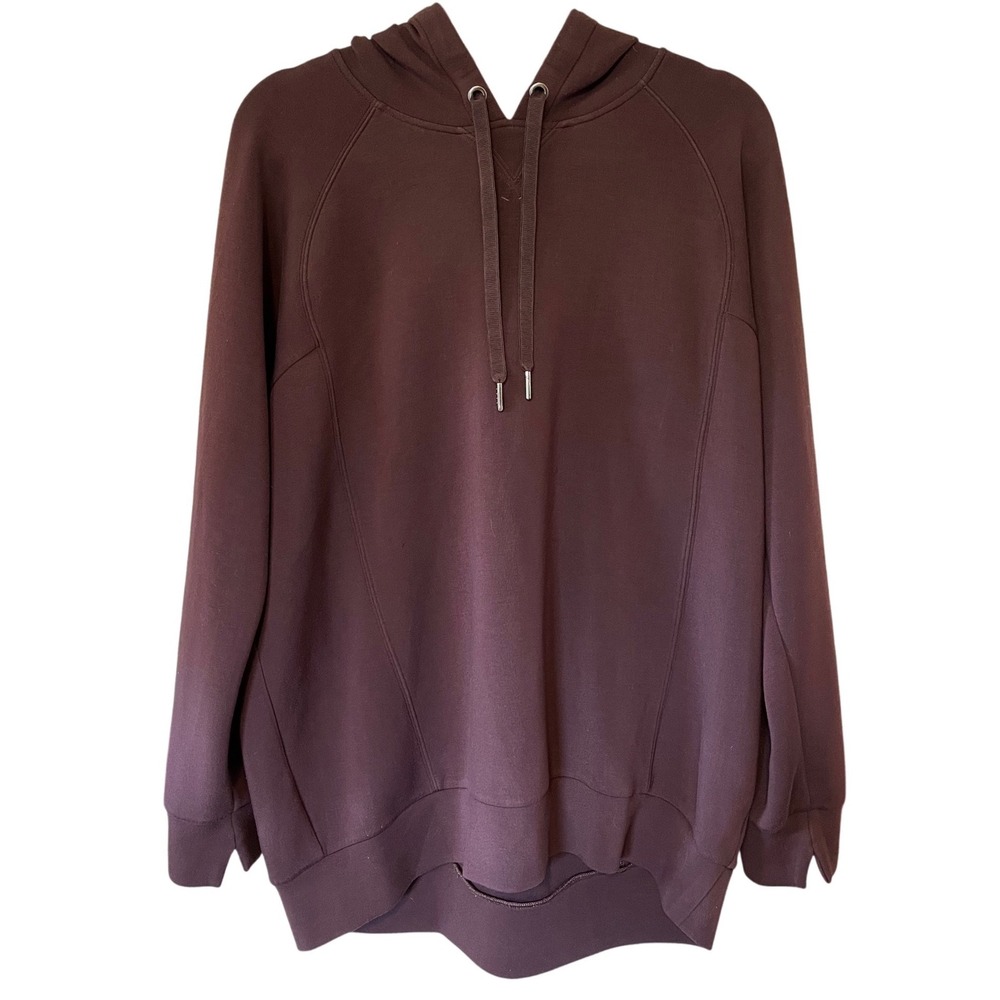 Spanx AirEssentials Hoodie Plum Purple Relaxed Fit Soft Pullover Sweatshirt L